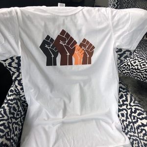 Together We Rise hand designed, screen printed tee